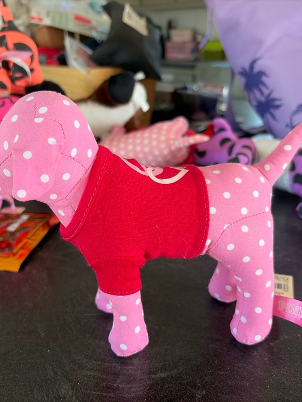 NWT: Pink Polka Dot Dog Toy with Red Sweater - PINK Victoria's Secret